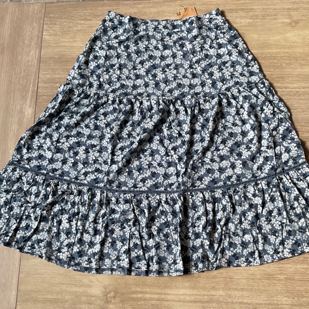 Toad&Co Marigold Tiered Midi Skirt Pacific Blue Print Size Medium New With Tags - Picture 6 of 8